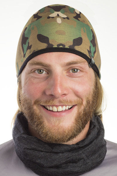 100% Aust Merino/Poly Reversible Pocket Beanie - Multicam