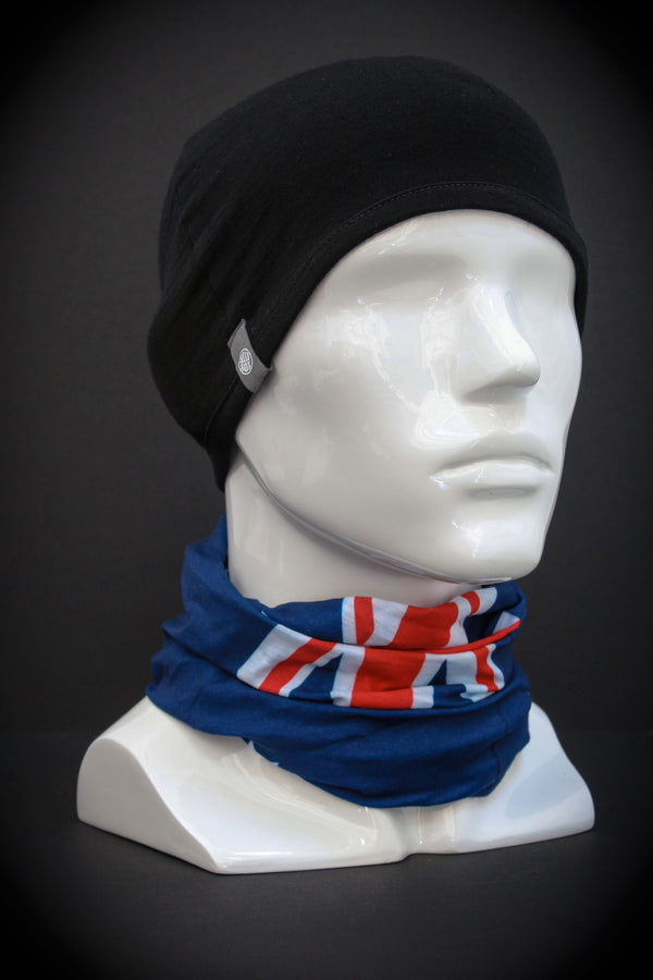 100% Aust Merino Reversible Pocket Beanie - Black Grey