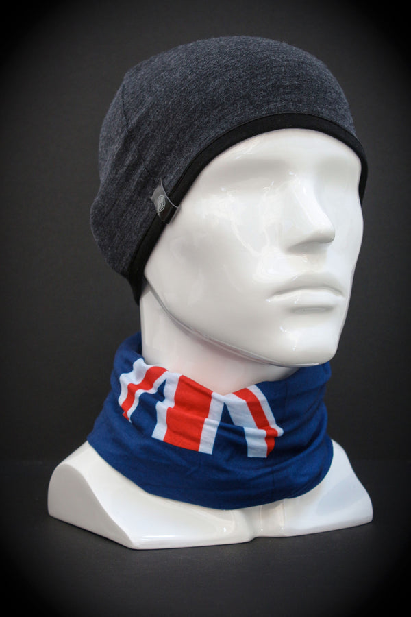 100% Aust Merino Reversible Pocket Beanie - Black Grey